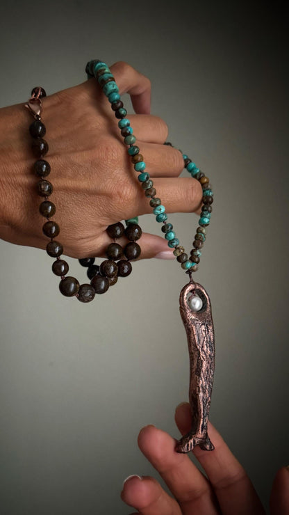 Turquoise necklace with mermaid pendant