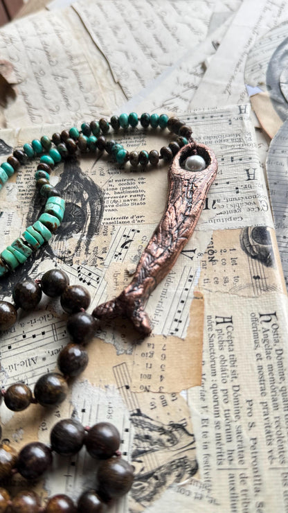 Turquoise necklace with mermaid pendant