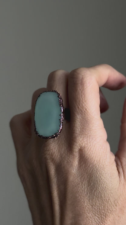 Copper Ring with Natural Chalcedony - more size available
