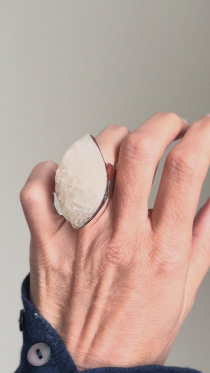 Quartz Druzy Ring Size 6 US