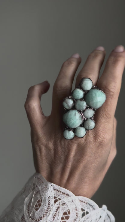 Ring with Amazonite composition. Size 8.5 us