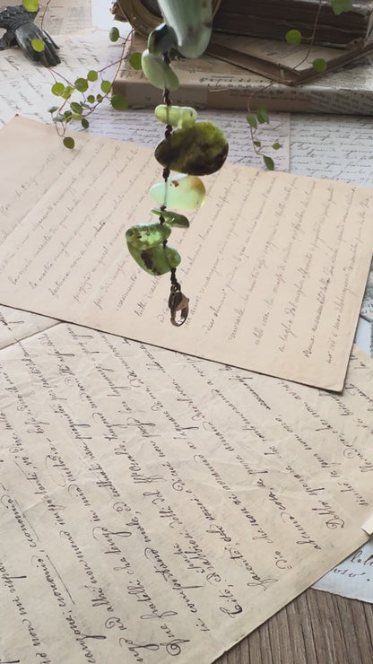 Natural Green Chrysoprase Necklace - Handcrafted Rose Gold Jewel, One of a Kind