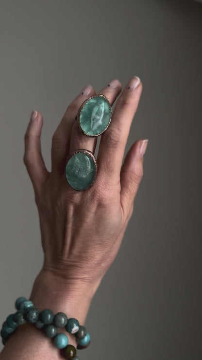 Oval Green Fluorite Ring -  different size available
