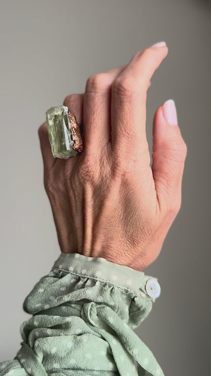 Ring with green Kunzite size 6