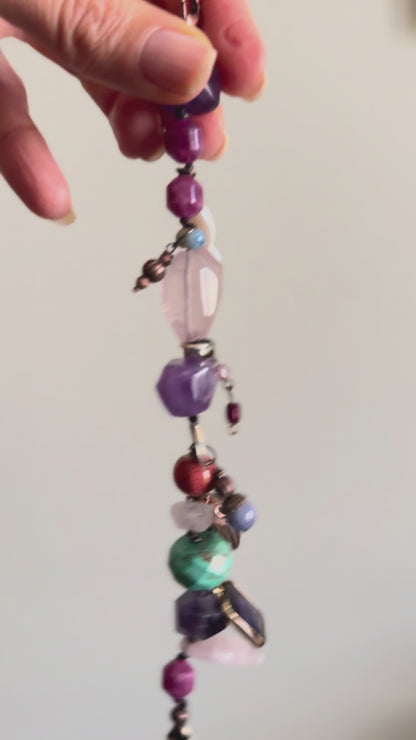 Bracelet with Amethysts, Mixed Stones and Pendants - Model 04