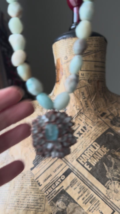 Amazonite necklace with precious pendant